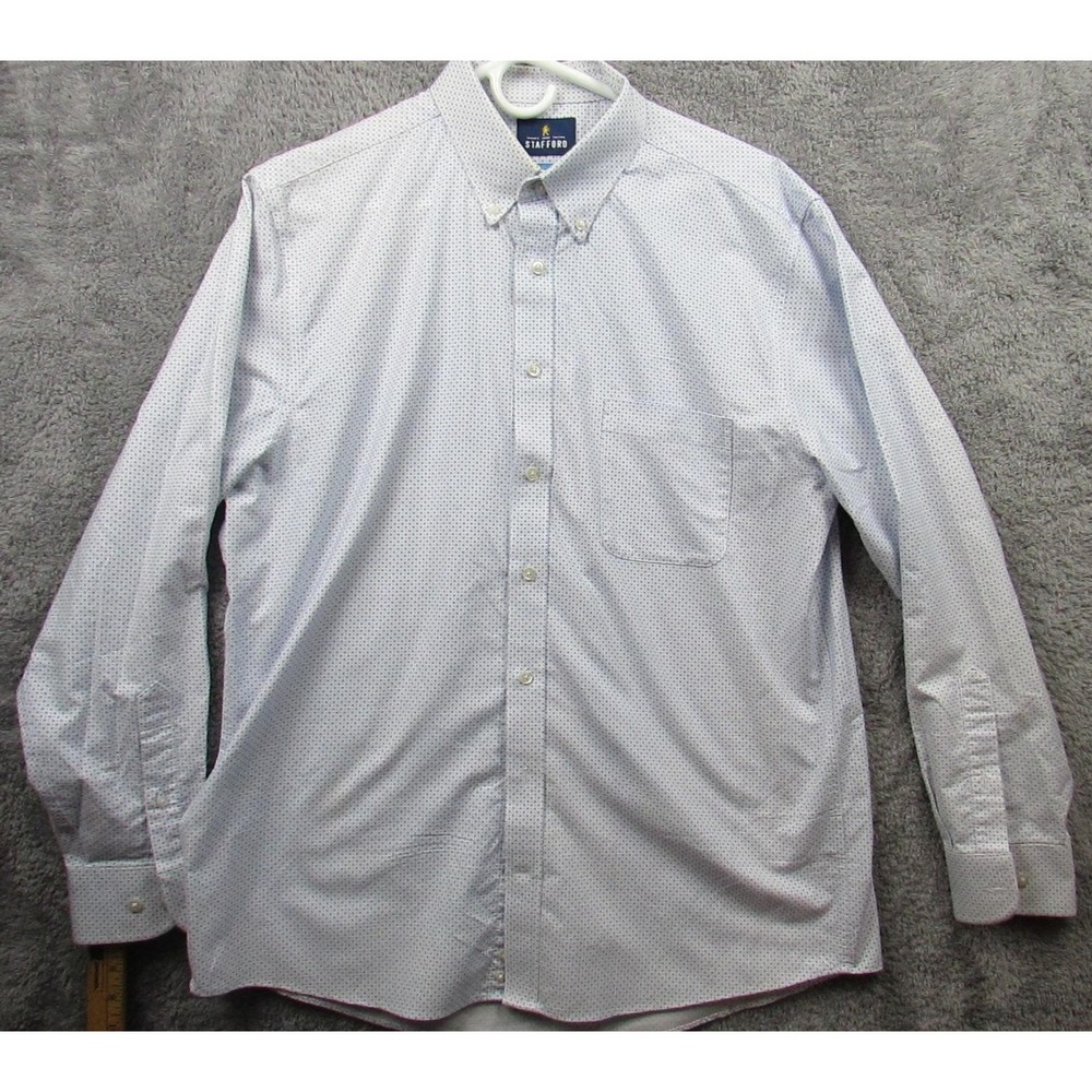 Stafford Shirt Mens Large Coolmax Regular Fit Dress Button Down Long Sleeve‎